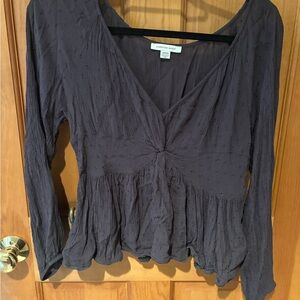 American Eagle Outfitters Charcoal Long Sleeve Blouse